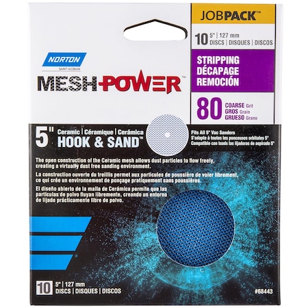 Norton Abrasives 5 in Dia, Ceramic Alumina, 80 Grit, Coated Type 07660768443